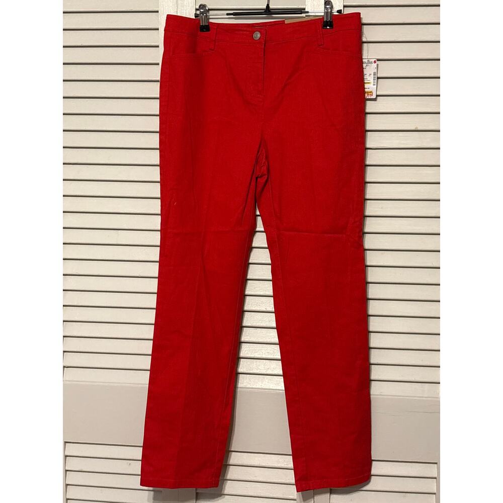 Peck & Peck Weekend Red Straight Leg Stretch Denim Pants Women's Size 6